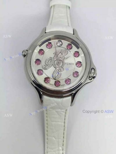 Swiss Grade Replica Fendi Watches Crazy Carats White Face Ladies